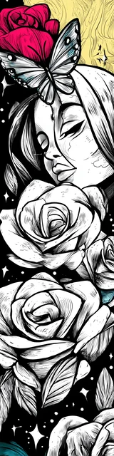 Free butterfly bookmarks of a butterfly with roses